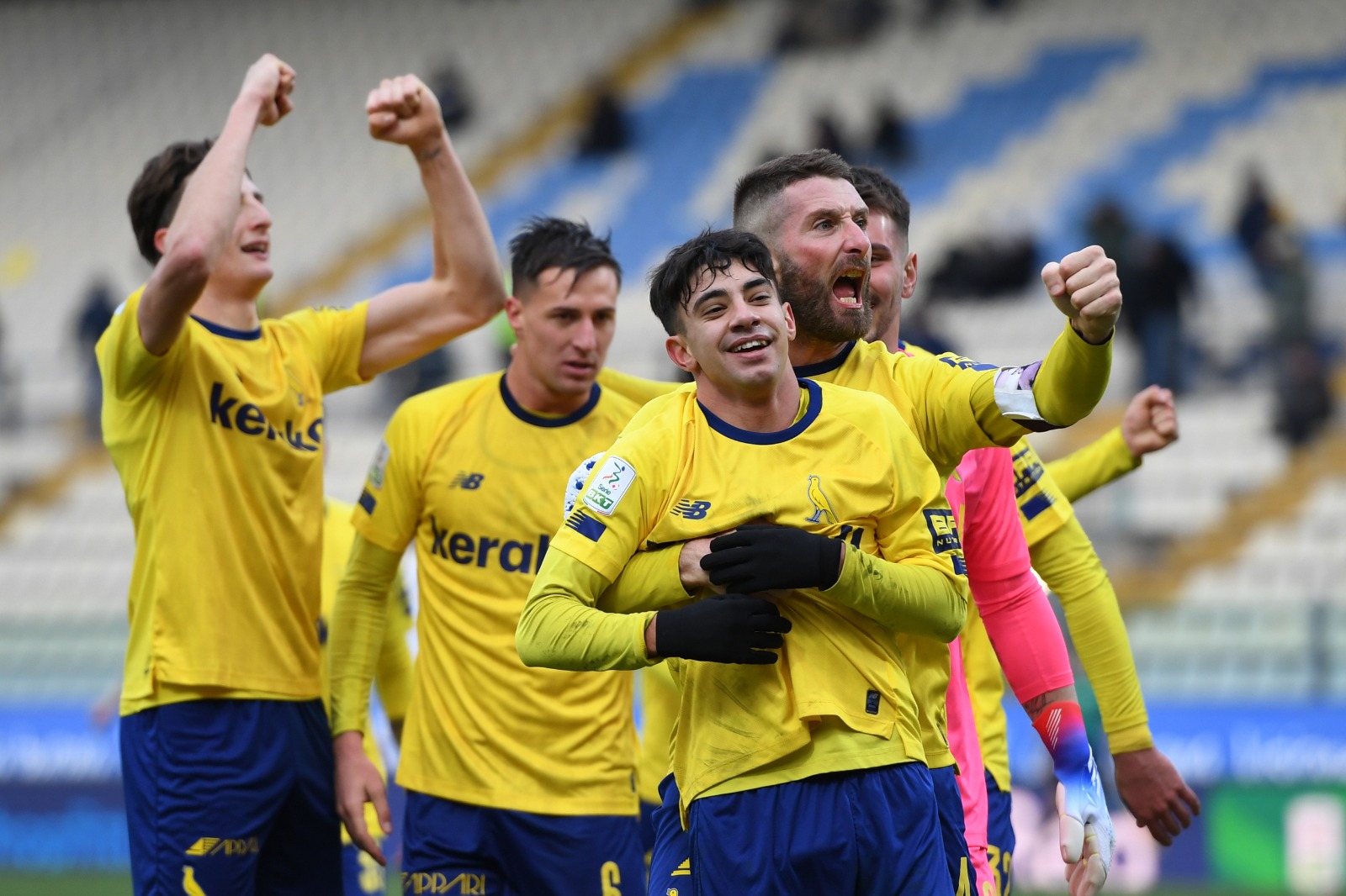 Modena, Italy. 21st Jan, 2023. Romeo Giovannini (Modena) celebrates after  scoring the gol of 2-0 during Modena FC vs Cosenza Calcio, Italian soccer  Serie B match in Modena, Italy, January 21 2023